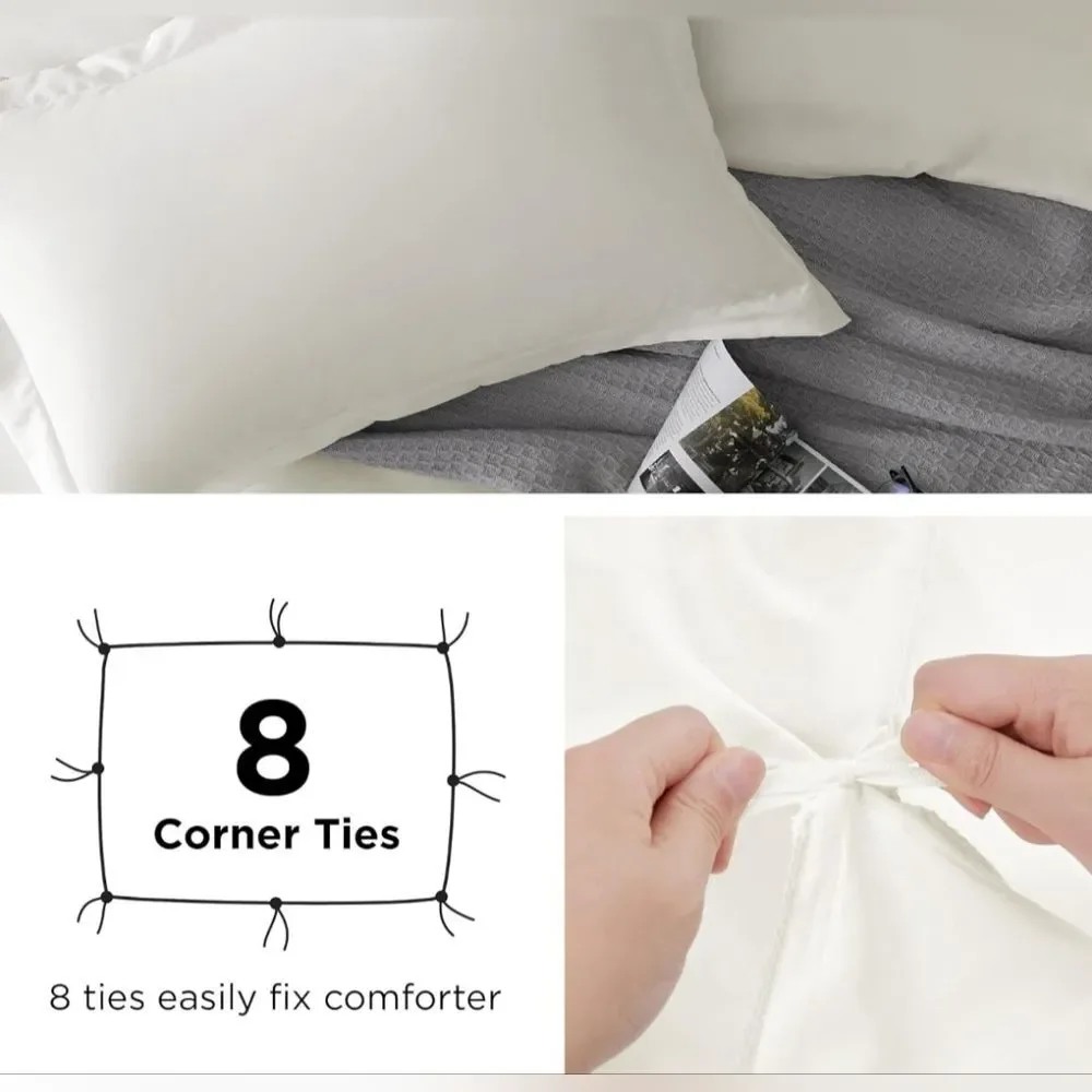 Duvet Cover Set Bedsure Solid Ivory - Queen Size